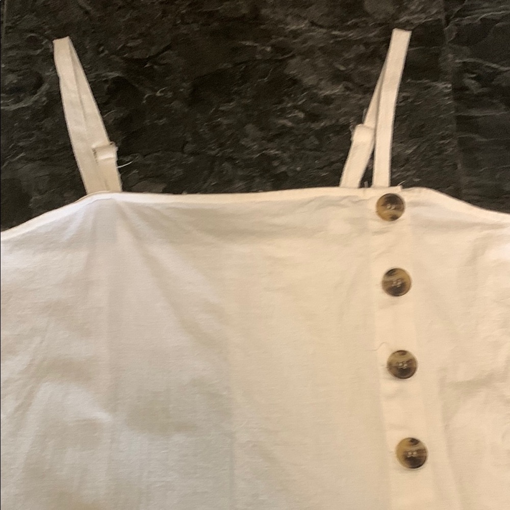 Cream Buttoned Spaghetti Strap Midi Sundress - Picture 3 of 7